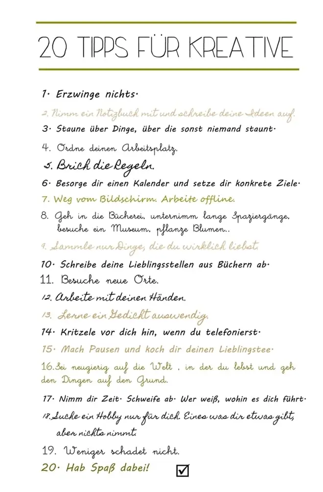 20 besten Tipps für Kreative