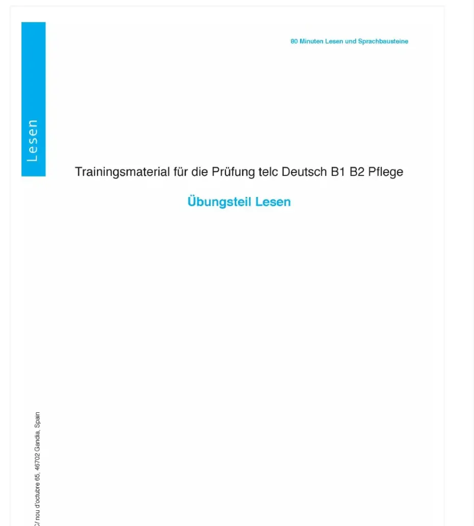 Trainingsmaterial für TELC B2 Pflege